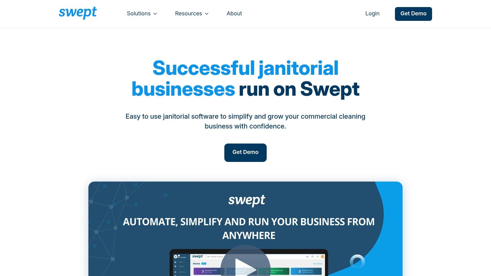 Swept dashboard showing client locations and team members