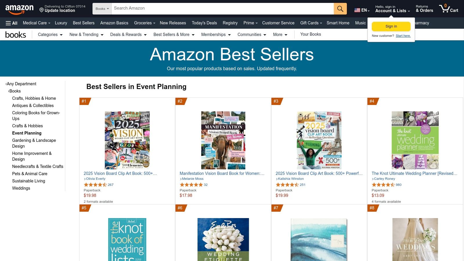 Amazon (Books and Physical Planners)