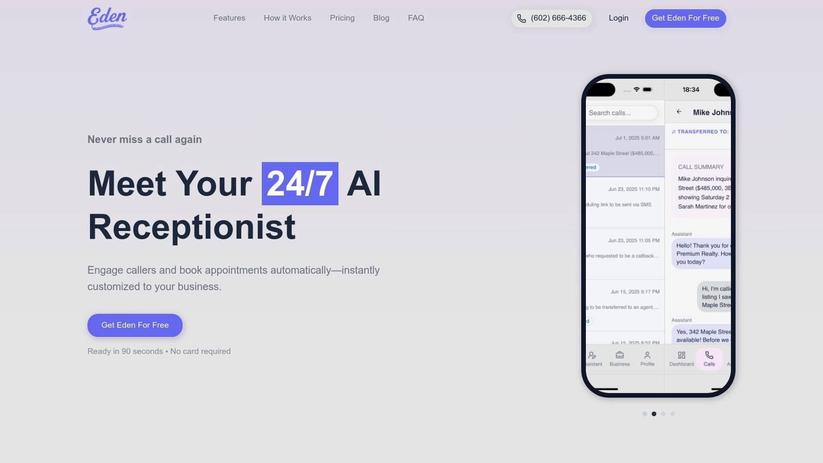 Eden — AI Phone Assistant for Small Business