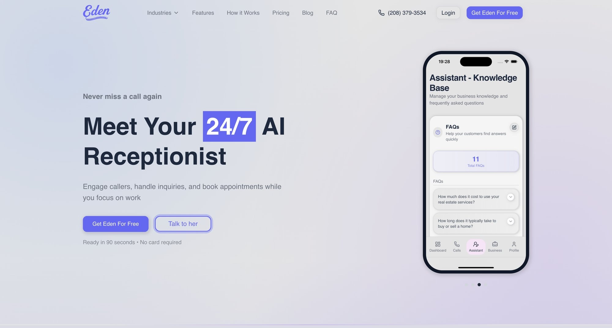 Eden's website interface