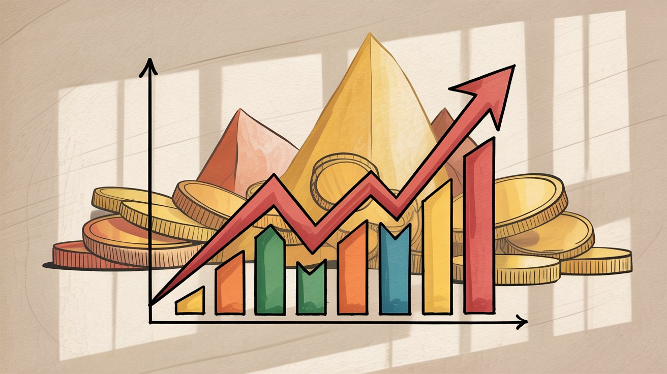 ROI and return on investment growth chart showing cost savings and revenue gains