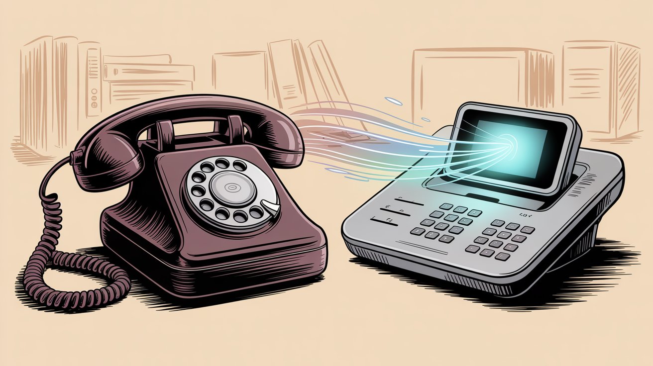Traditional landline phone transforming to modern VoIP technology