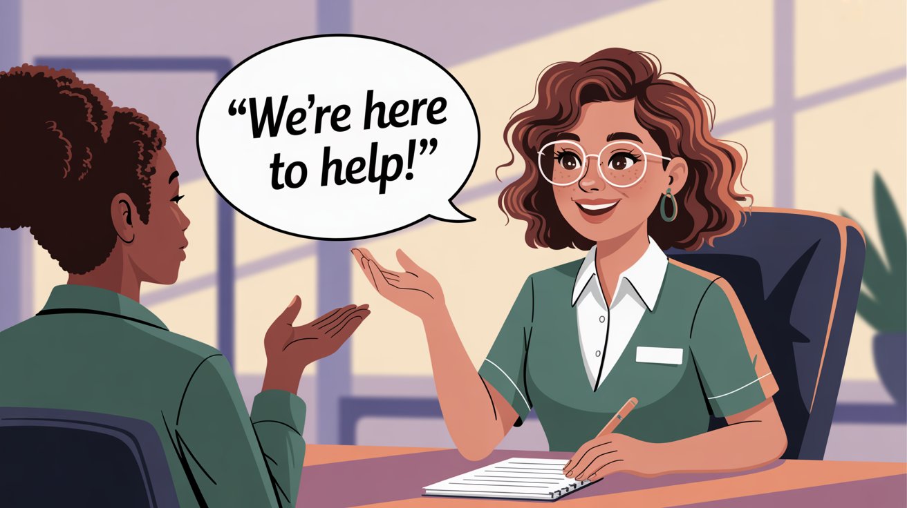 Customer support representative answering common questions efficiently