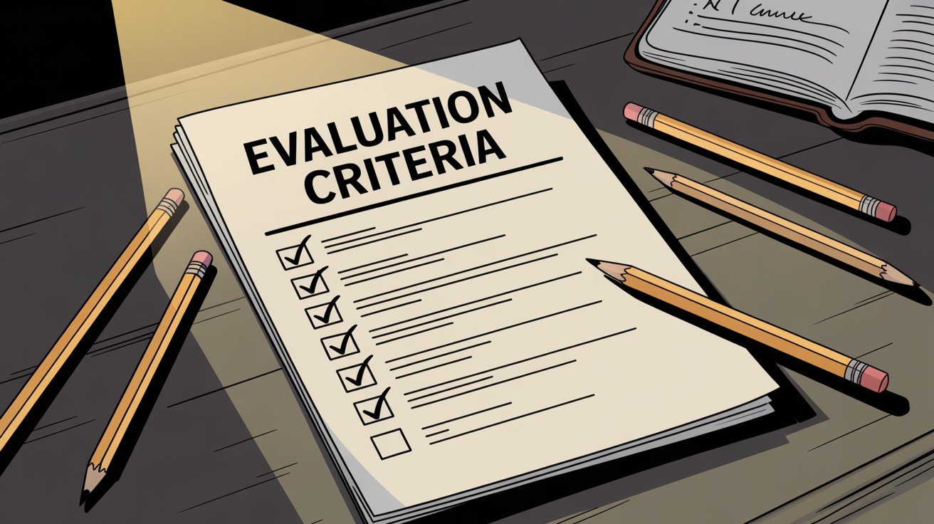 Business decision checklist showing key evaluation criteria for selecting the right AI receptionist service for your needs