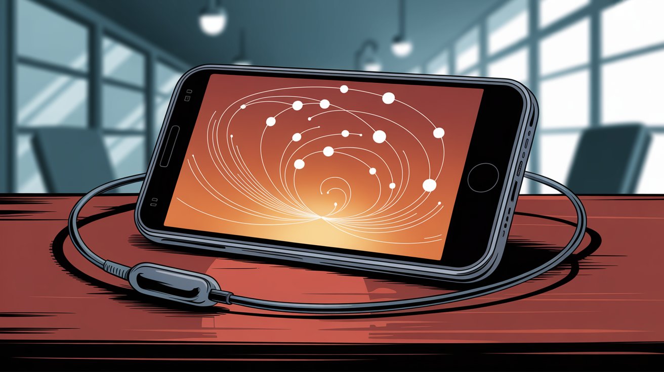 AI phone answering service with network connectivity visualization on smartphone screen