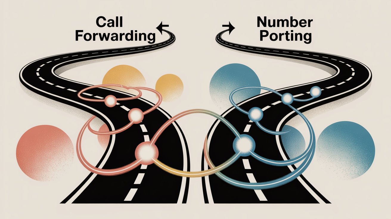 Visual concept showing two paths for transferring landline - call forwarding and number porting - helping readers understand their options