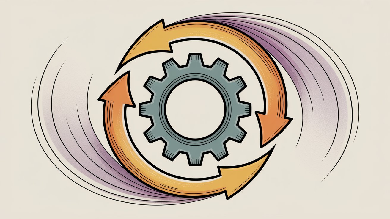 Feedback cycle illustration showing continuous improvement loop between team members